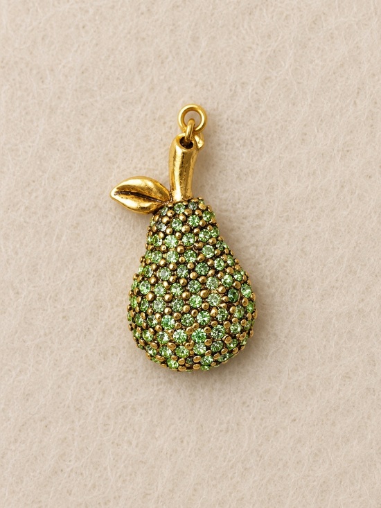 Jewelry - 1” Gold Plated Green Zircon Pear Pendant Necklace NWT